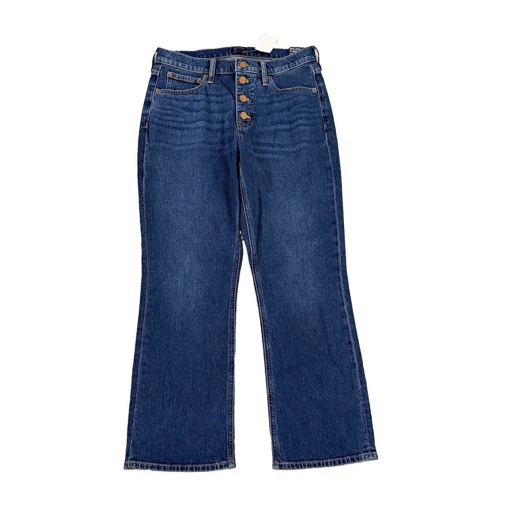New J.Crew Mid-Rise Flare Crop Signature Stretch Denim Jeans 27 NWT